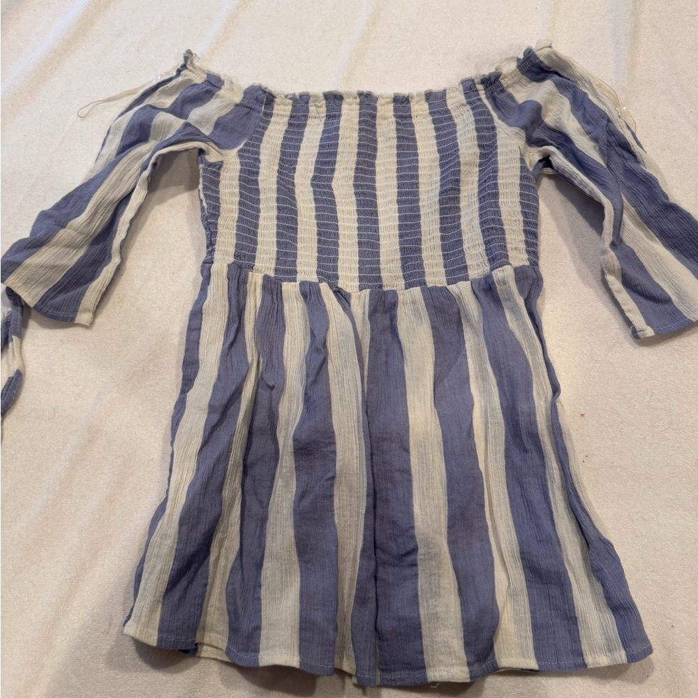 Dizzy Gal Blue and White Smocked Top